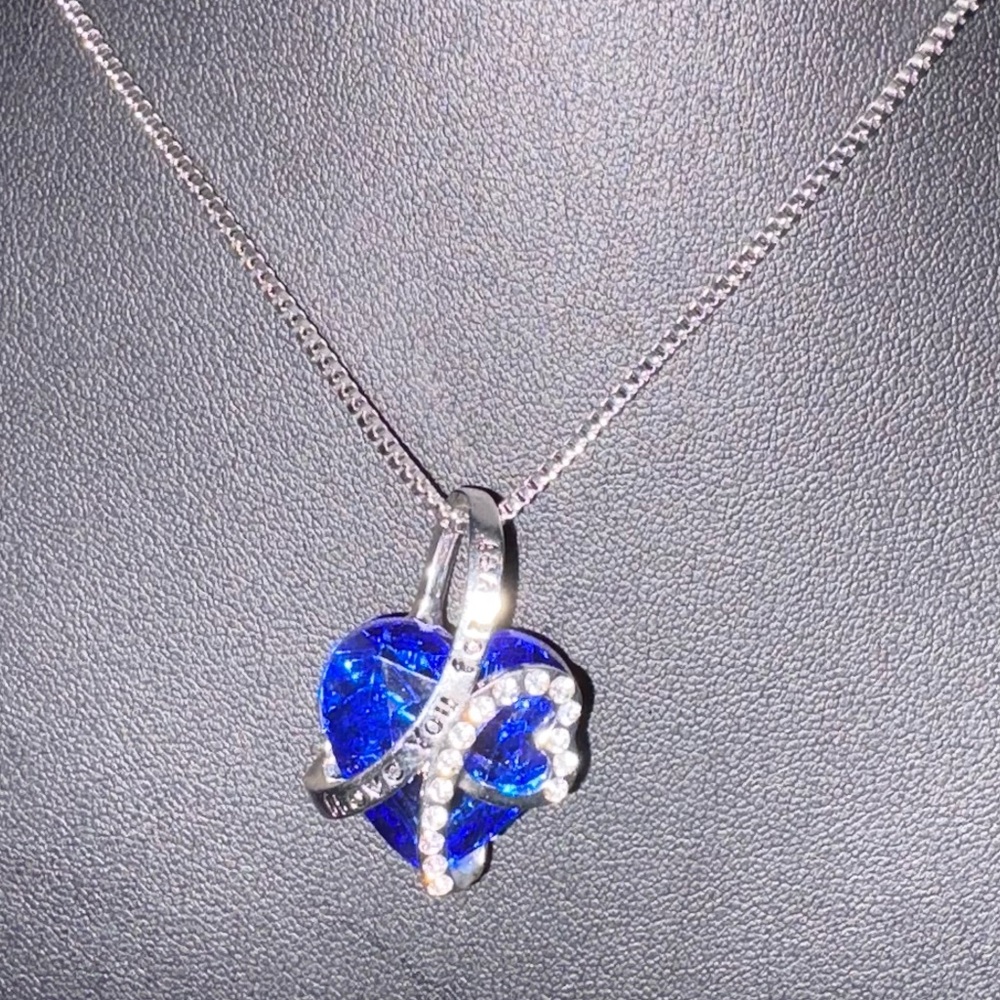 Blue Heart Pendant Necklace